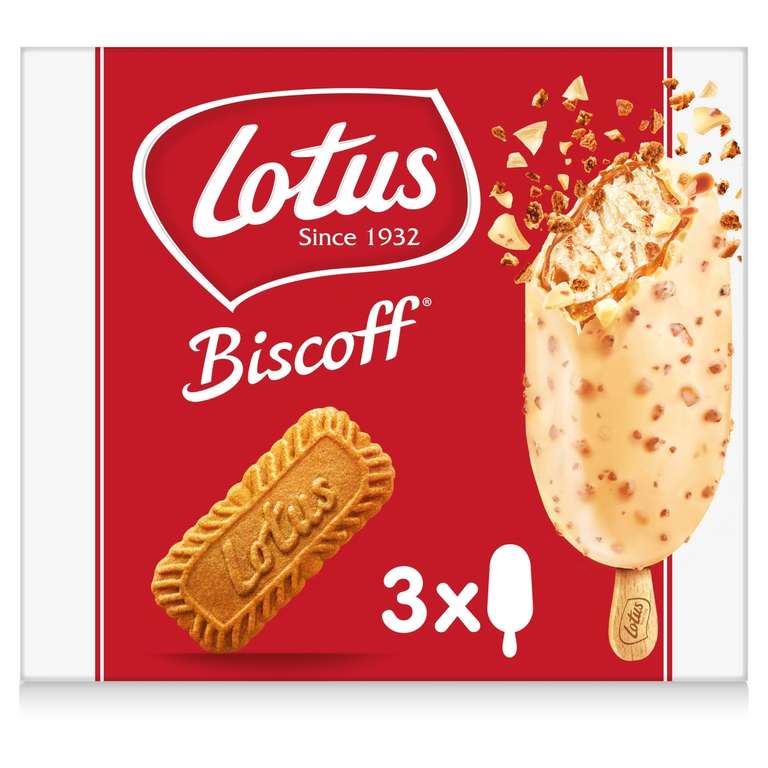 Lotus Biscoff White Chocolate Ice Cream Sticks 3 x 90ml