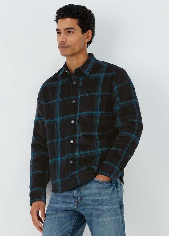 Black Check Cord Fleece Overshirt + 99p Click & Collect