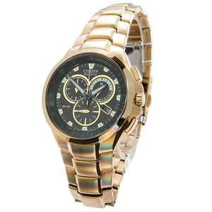 Citizen Eco Drive Watch AT0902-59E Gold Plated Chronograph W/Code