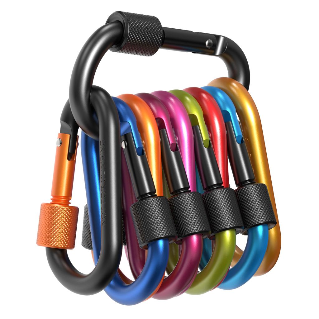 RAVN HAMAN 10 x Locking carabiner Hooks- Colourful - Carabiner with screw lock up to 30 kg sold by Semexo FBA