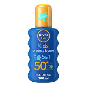 NIVEA Sun Kids Protect & Care SPF 50+ Coloured Spray (200ml) with voucher - £3.11 S&S after discounts