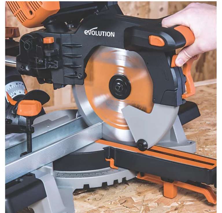Evolution R255SMS-DB 25mm Electric Double-Bevel Sliding Multi-Material Mitre Saw 220-240V Chop Saw