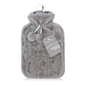 Revitale Luxury Cosy Faux Fur Pom Pom Hot Water Bottle - 2 Litre (Slate Grey) - £9.98 @ General Healthcare / Amazon