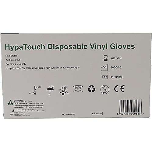 HypaTouch Powder-Free Disposable Vinyl Gloves AQL 1.5 Medical Grade (Large) Pack of 100 - £5.99 @ Amazon
