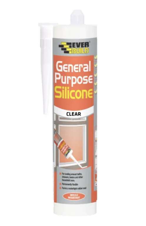 Everbuild General Purpose Silicone Sealant Clear 310ml £1.20 + Free Click & Collect @ Jewson