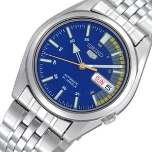 Seiko 5 Automatic Blue Dial Silver Stainless Steel Mens Watch SNK371K1