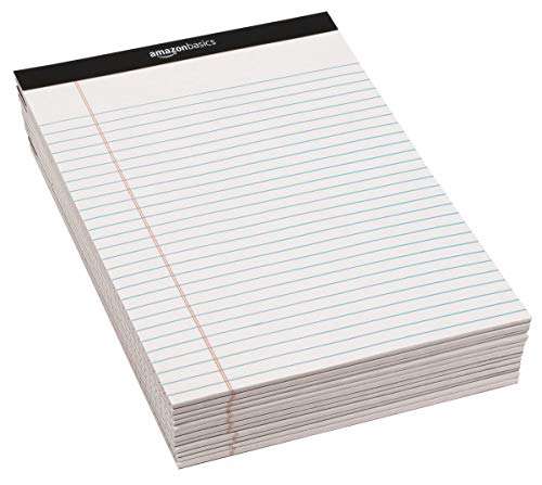 Amazon Brand Legal/Wide Ruled 8-1/2 by 11-3/4 Legal Pad - White (50 Sheet Paper Pads, 12 pack) - £7.33 @ Amazon