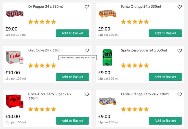 4 x 24 330ml Cans of Diet Coke, Coke Zero, Coke Zero Cherry, Dr Pepper, Various Fanta, Sprite - £25 @ Iceland (£6 off £45 for new BLC also)
