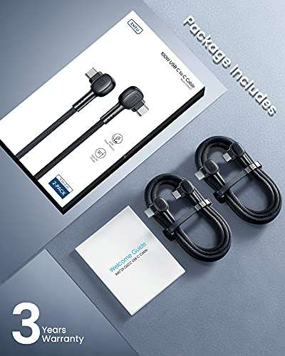 INIU 100W 2 Pack 2m+2m USB C Fast Charging Nylon Braided Charger Cable PD/ QC 4.0 (£3.96 each using voucher) @ TopStar GETIHU Accessory