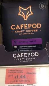 CafePod Nespresso Compatible Intense Roast Aluminium Capsules x18 £1.44 instore at Sainsbury's Southampton