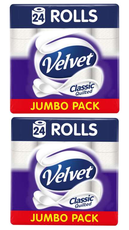 2 Packs of Velvet Classic Quilted Toilet Tissue 24 Rolls (48)