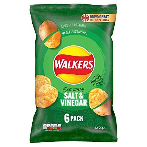 Walkers Salt and Vinegar 18 Pack 3 x (6 x 25g) £4.53/£4.00 S&S @ Amazon
