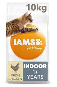 IAMS for Vitality Indoor Dry Cat Food with Fresh Chicken for Adult and Senior Cats, 10 kg £26.99 / £21.58 with sub & save @ Amazon
