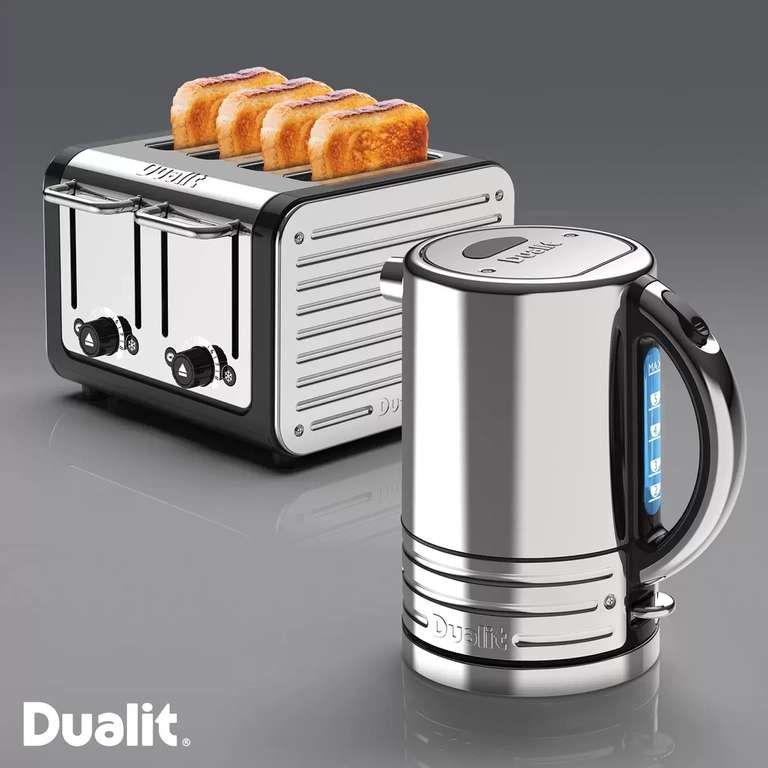 Dualit Architect 2 Slice Toaster and 1.5 Litre Kettle Set In Grey Steel