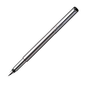 Parker Vector Fountain Pen | Stainless Steel with Chrome Trim | Medium Nib | Blue Ink - £7.35 @ Amazon