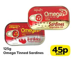 Omega Tinned Sardines in Tomato Sauce / Vegetable Oil 125g