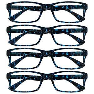 The Reading Glasses Company Blue Tortoiseshell Readers Value 4 Pack Designer Style Men's Womens. +2.00