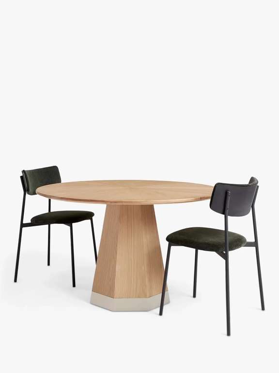 John Lewis Pedestal 4 Seater Dining Table, Oak/Brass H73 x Dia.120cm - £300 Delivered @ John Lewis & Partners
