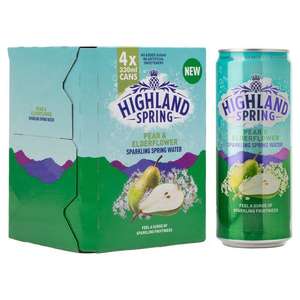 Highland Spring Sparkling Water Pear & Elderflower 4 x 330ml £1.62 @ Ocado