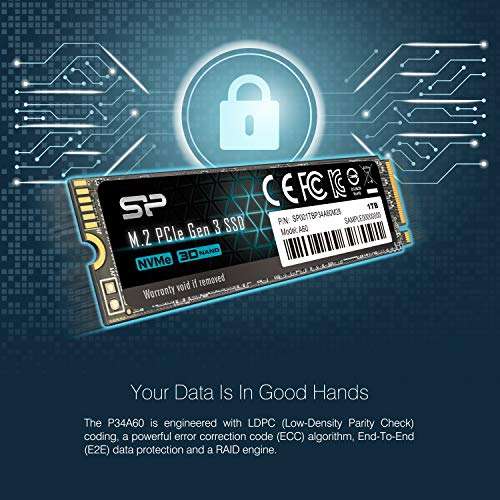 Silicon Power PCIe M.2 NVMe SSD 1TB Gen3x4 R/W up to 2,200/1,600MB/s Internal SSD - SP EUROPE FBA