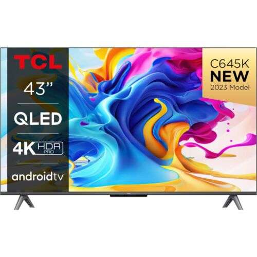 TCL C64 Series 43C645K QLED Smart TV with 4K Ultra HD and Android TV - Black (2023) w/code sold by marks electrical (UK Mainland)