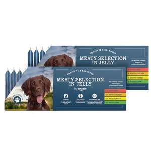 by Amazon Complete Food for Adult Dogs, Meat Selection In Jelly, 4.8 kg (100g pack of 48)
