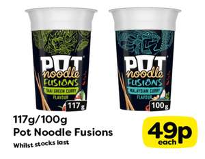 Pot Noodle Fusions Thai Green Curry 117g / Malaysian Curry 100g