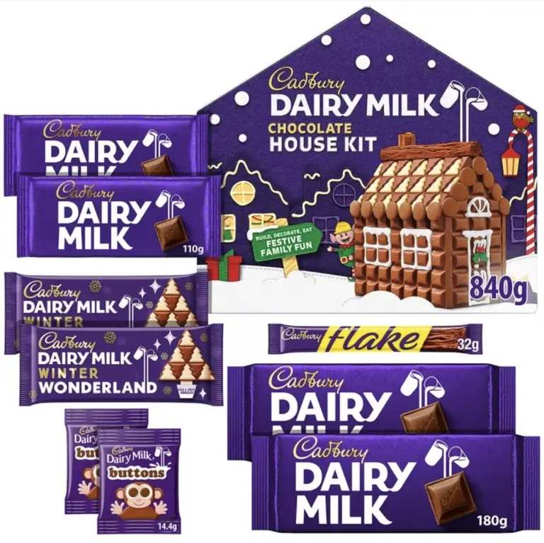 Cadbury Dairy Milk Chocolate Christmas House Kit 840.8g with White/Milk Chocolates - Clubcard Price