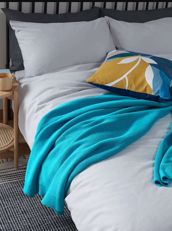 John Lewis ANYDAY Rye Plain Knit Throw, Turquoise or Cerise £15 +£2.50 Click & Collect at John Lewis & Partners