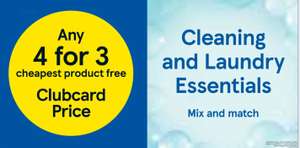 4 For 3 On Cleaning & Laundry Essentials Including Bleach, Washing Up Liquid & Toilet Cleaner (Clubcard Price) @ Tesco