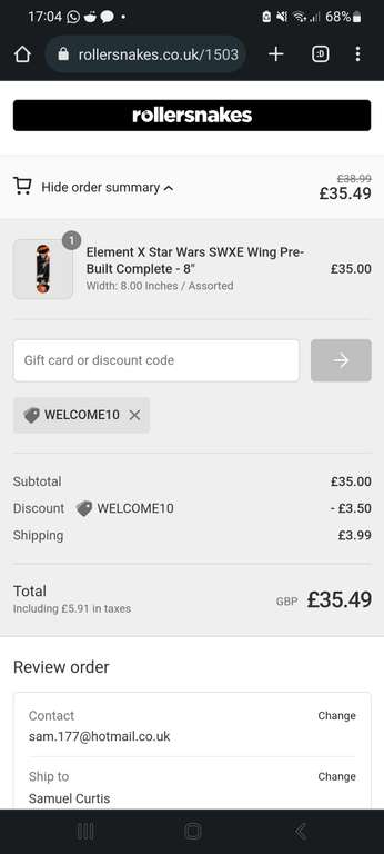 Complete Element x Star Wars Skateboards - £35.49 delivered with code at Rollersnakes