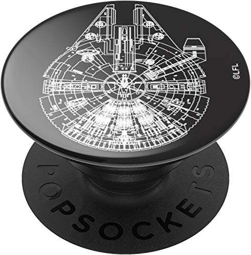 PopSockets PopGrip - Expanding Stand and Grip with a Swappable Top for Smartphones and Tablets - Millenium Falcon Aluminum