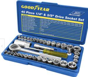 Goodyear 40pc 1/4" & 3/8" socket driver set metric imperial ratchet bolts spark - £12.99 @ eBay / thinkprice