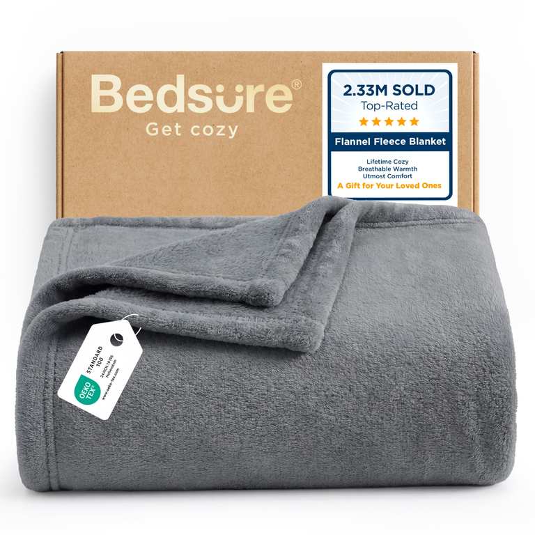 Bedsure Fleece Throw Blanket for Sofa 130x150cm with checkout discount - Sold by Bedsure EU / FBA (Prime Price)