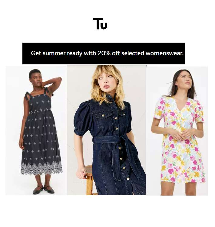 20% off Select Womens Summer Styles Prices From £4 + Free Click and Collect