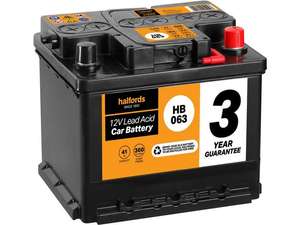 25% off all Car Batteries e.g Halfords HB063 Lead Acid 12V Car Battery 3 Year Guarantee £33.74 delivered with code @ Halfords
