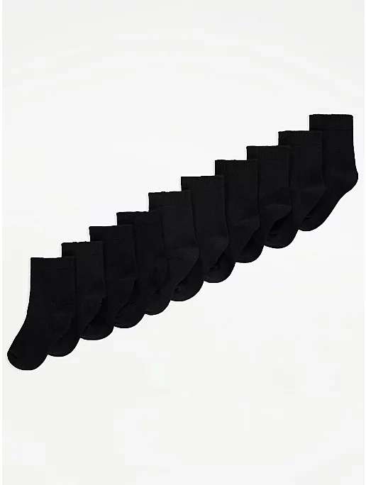 Black Cotton Rich Children's Socks 10 pack - £3.15 +Free Click & Collect @ George (Asda)