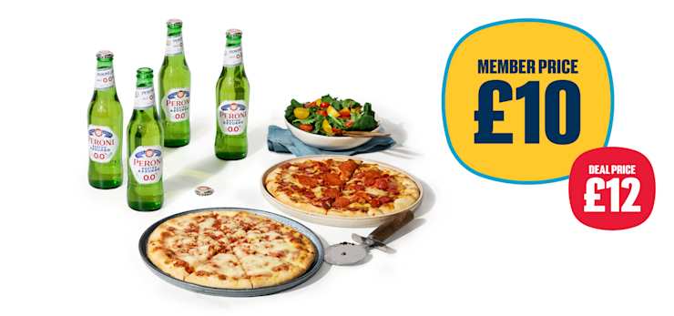 Pizza night deal (2 X Pizzas + 1 Side + 1 Drink) - Member Price