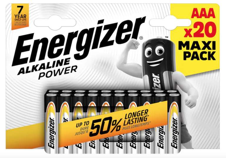 40 x AA or AAA Energizer Alkaline Power Pack Batteries Maxi (2 x 20 Packs) - £12 instore at B&M, Birmingham