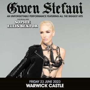 See Gwen Stefani in Concert at Warwick 2 tickets for £2.85 fee via Blue Light Card