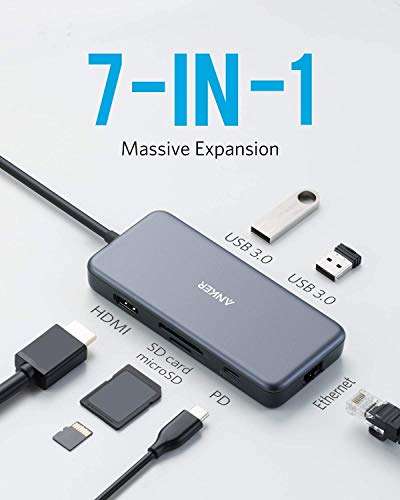 Anker USB C Hub, PowerExpand+ 7-in-1 with 4K HDMI, 60W Power Delivery, 1Gbps Ethernet £33.99 @ Dispatches from Amazon Sold by AnkerDirect UK
