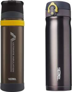 Thermos 104110 Ultimate Series Flask, Charcoal, 900 ml & 185198 Direct Drink Flask, Charcoal, 470 ml Black