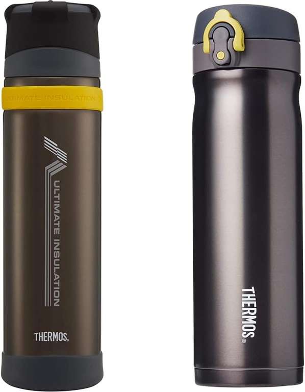 Thermos 104110 Ultimate Series Flask, Charcoal, 900 ml & 185198 Direct Drink Flask, Charcoal, 470 ml Black