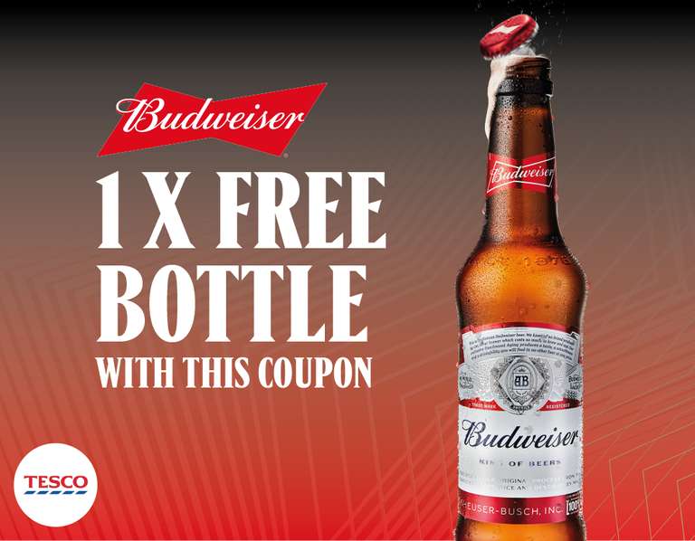 Free 660ml Budweiser bottle with coupon - redeem at Tesco @ Celebrate With Bud