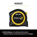 STABILA BM 100 Pocket Tape Measure 5m Metric Scale Shatterproof ABS Case Moveable Start Hook Belt Clip MID Accuracy