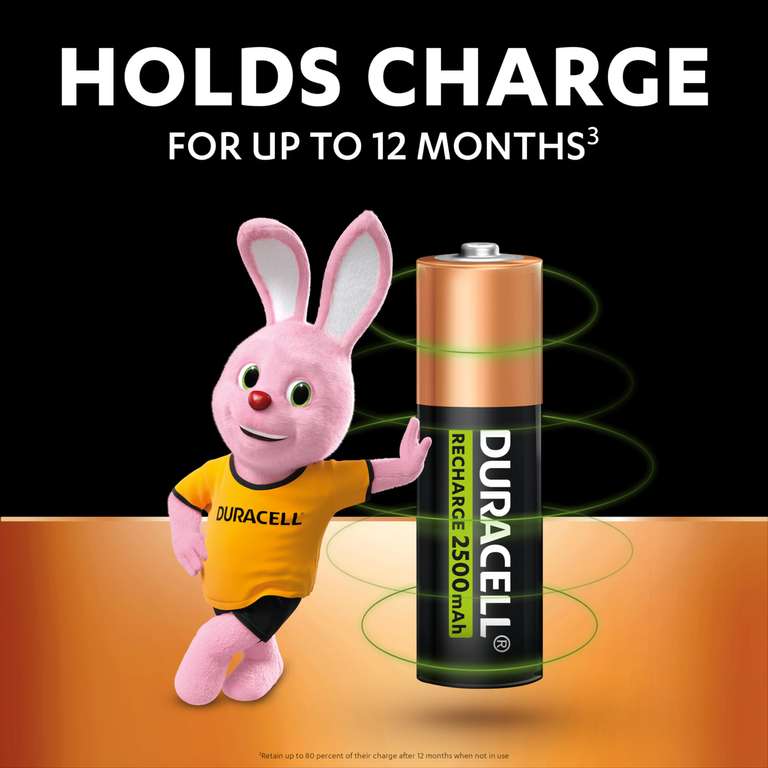 Duracell Rechargeable AA Batteries (Pack of 4), 2500 mAh - Max S&S £7.35