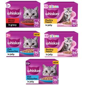 96x85g Whiskas Cat Food Pouches For Various Ages - Multiple Flavours / Jelly or Gravy - Use Code - Sold By marspetcare_store