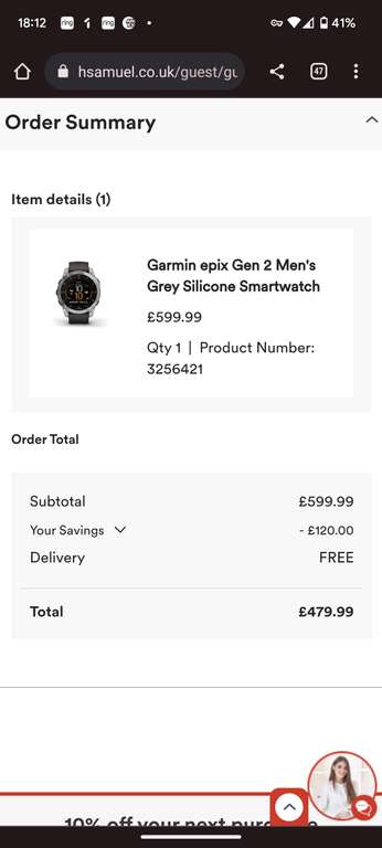 Garmin epix Gen 2 Men's Grey Silicone Smartwatch £479.99 with bluelightcard @ H Samuel