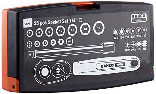 Bahco SL25 Ratchet Socket Set, Metric 1/4" Drive, 25 Pieces - £21.85 @ Amazon