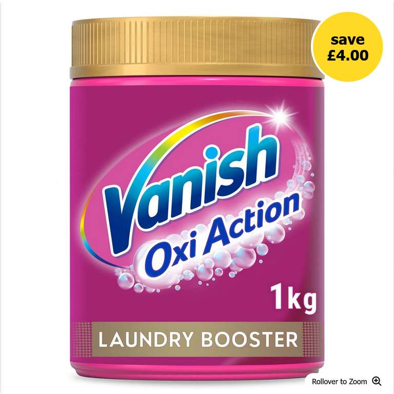 Vanish White Oxi-Action Whitening Booster / Vanish Pink Oxi-Action Laundry Booster 1kg : £6 + Free Click & Collect @ Wilko